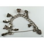 Ladies Silver Charm Bracelet With 11 Charms