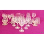 A mixed collection of crystal glass including a set of 6 wine glasses