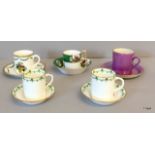 Collection of assorted coffee cans and saucers to include Royal Worcester Copeland and Carlton ware