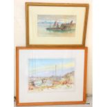 2 watercolours depicting harbour scenes from Fife 49 x 58 and 34 x 46