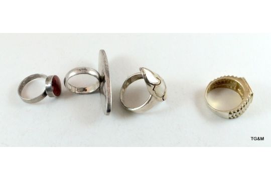 4 x silver mixed stone rings - Image 2 of 3