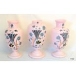 3 Vaseline Glass vases