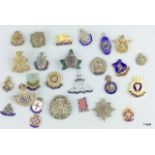 Twenty six assorted military lapel & sweetheart brooch FRONTS ONLY for spares and repairs