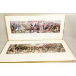 Pair of Military prints depicting Bulcher and the death of Nelson 100 x 45cm