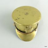 A WW1 trench art ashtray in the form of an Officers Cap made from a Naval 6 pounder shell case 3