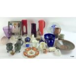 Mix collection glass and china items, Doulton, Vaseline glass, Swedish china, B W N and co plate