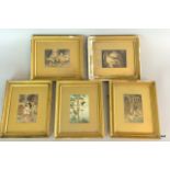 5 x over painted photos of subjects in gilt frames 30 x 25cm