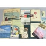 Collection of Cunard steam ship Memoriablia to include menus ship info ship recognition paper work