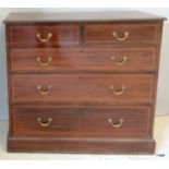 Mahogany inlaid 2 over three drawers Chest of drawers 100 x 110 x 50cm