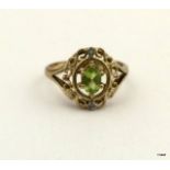 9ct gold ladies diamond and peridot ring size N