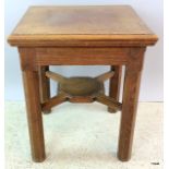 Oak lamp table with fitted under stretcher on hexagonal legs 65 x 50 x 50cm