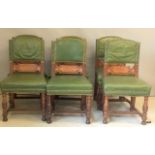 6 oak leather studded dining chairs