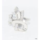 Lambert Brothers New York. Art Deco Platinum & Diamond Ring Size O. Approx 1.5ct Diamond