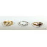 3 9ct gold ladies rings to include diamond