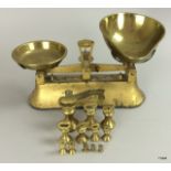 A set of brass sweet shop scales, Co-op Society & weights