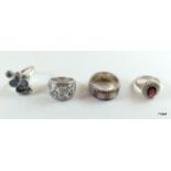 4 Silver Mixed Stone Rings