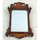 Victorian mahogany ornately carved hanging wall mirror 60 x 35cm