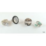 4 Silver Mixed Stone Rings