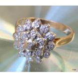 9ct gold ladies diamond cluster ring 0.5ct size L