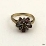 9ct gold ladies antique style ring set with other semi precious stones size M