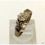 9ct gold ladies diamond ring size M