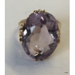 A 9ct gold antique amethyst dress ring size k