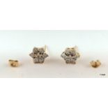 9ct gold diamond cluster earrings approx 0.33ct total