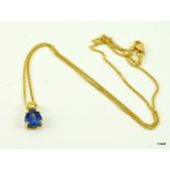 18ct gold ladies blue topaz necklace
