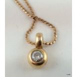 18ct gold tested diamond sapphire reversible pendant on 9ct chain approx 0.40 ct