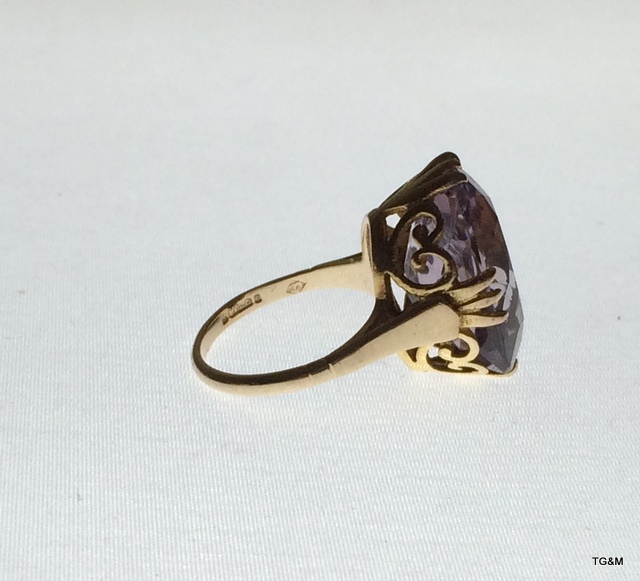 A 9ct gold antique amethyst dress ring size k - Image 2 of 8