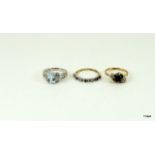 Three 9ct gold ladies rings to include diamond