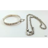 Silver heart necklace & silver bracelet hallmarked 2000