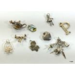 8 mixed silver loose charms