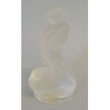 Lalique chrystal naked figure of a lady with a swan kneeling signed to base 12x5cm