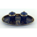 Maling pottery ink stand with gilt dragon decoration