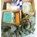 Collection of aviation maps, hand books and combat flying suits