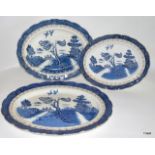 Old Willow Pattern graduated Booths Meat Plates 8025
