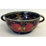 Moorcroft centre bowl with twin handles fruit or serving bowl signed to base 27x12 cm