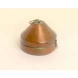 A Boer War period copper Snuff Box in the shape of a military helmet tin 7cms diameter by 5cms high