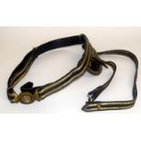 An early 20th century Royal Navy black leather with gold bullion wire Sword Belt made by G.E.