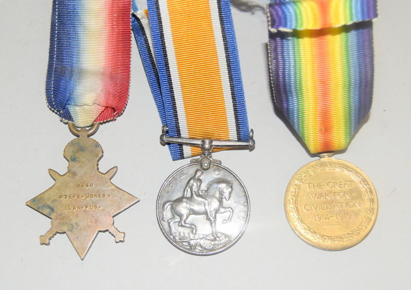 A WW1 medal trio named to 6946 Private E.Jones of the Lancashire Fusiliers - Image 2 of 3