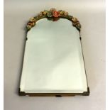 Edwardian wood frame easel dressing table mirror with flower decoration 40x30cm