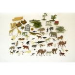 Pre war Brittons die cast metal Zoo with animals ,fencing bridge walk way display stand keeper etc