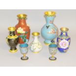 Collection of Cloisonné vases and egg cups