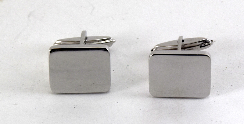 Pair silver cufflinks with blank cartouche