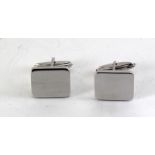 Pair silver cufflinks with blank cartouche