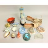 Collection of misc glass paper weights signed, china and other items