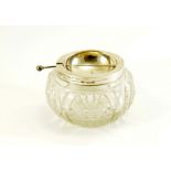 Silver topped glass pot with flip lid Birmingham 1905