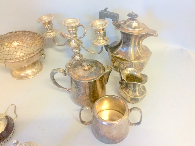 Mix silver plate to include trays candelabras coffee pots etc - Image 3 of 5