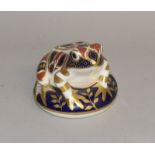Royal Crown Derby paper weight in the shape of a Frog with gold stopper